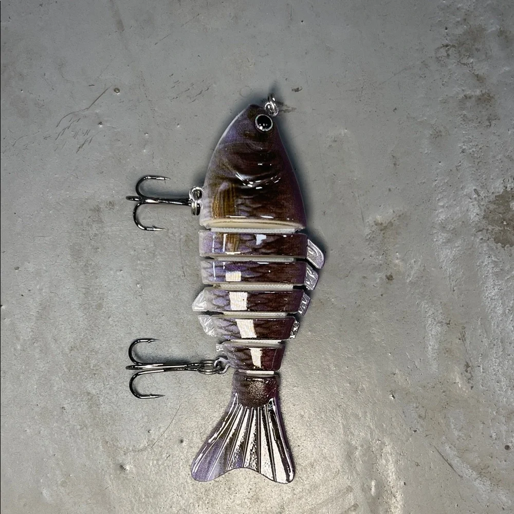 Lifelike Multi-Jointed Fish Lure - Black and Purple